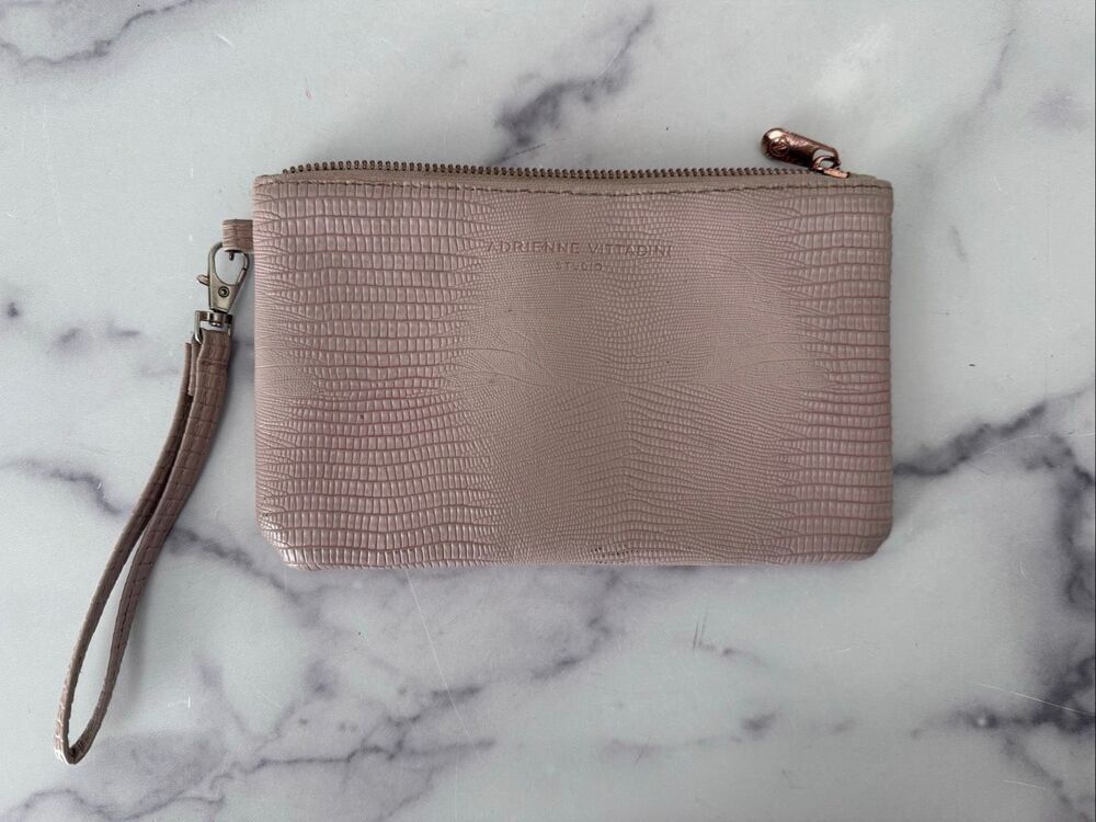 Adrienne Vittadini women's envelope wallet purse light pink blush croc zippered